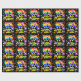 51. Geburtstag: Fun Fireworks, Rainbow Look # "51" Geschenkpapier