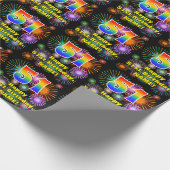 51. Geburtstag: Fun Fireworks, Rainbow Look # "51" Geschenkpapier (Ecke)