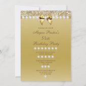 51. Geburtstag klassische Heelse Sequins Diamonds Einladung (Rückseite)