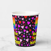 51. Geburtstag: Loving Hearts Pattern, Regenbogen Pappbecher (Links)