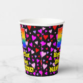 51. Geburtstag: Loving Hearts Pattern, Regenbogen Pappbecher (Rechts)