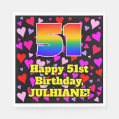 51. Geburtstag: Loving Hearts Pattern, Regenbogen Serviette (Vorderseite)