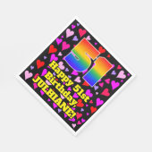 51. Geburtstag: Loving Hearts Pattern, Regenbogen Serviette (Ecke)