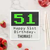 51. Geburtstag - Nerdy / Geeky Style "51" & Name Serviette (Beispiel)