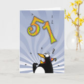 51. Geburtstag - Pinguin-Überraschungs-Karte Karte (Gelbe Blume)