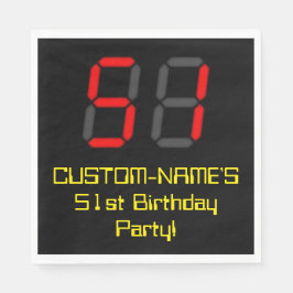 51. Geburtstag: Red Digital Clock Style "51" + Nam Serviette