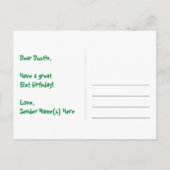 51. Geburtstag: Rosa Streifen & Herz, Regenbogen 5 Postkarte (Rückseite)