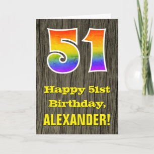 51. Geburtstag: Rustikales falsches Holzdesign, Re Karte