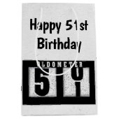 51. Geburtstag schwarzes Odometer Mittlere Geschenktüte (Vorderseite)