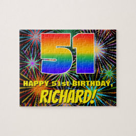 51. Geburtstag: Spaß, bunte feierliche Feuerwerke Puzzle