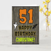 51. Geburtstag: Spooky Halloween Theme, Individuel Karte (Gelbe Blume)