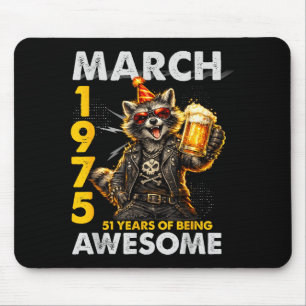 51. Geburtstag Waschbär Bier März 1975 Vintage 51 Mousepad