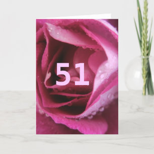 51. Geburtstag Zarte Weibliche Rose Grußkarte Karte