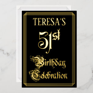 51. Geburtstagsfeier — Fancy Schrift & Benutzerdef Folieneinladung