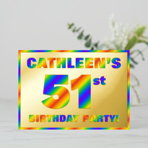 51. Geburtstagsfeier — Lustig, Regenbogen-Spektrum Folieneinladung