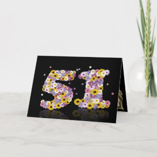 51. Geburtstagskarte mit Blumenbriefen Karte