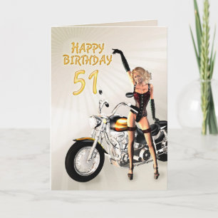 51. Geburtstagskarte mit einem Motorrad Karte