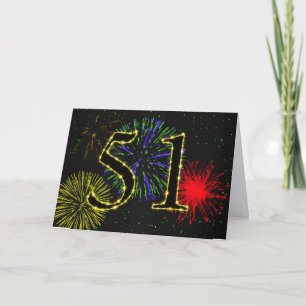 51. Geburtstagskarte mit Feuerwerk Karte
