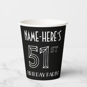 51. Geburtstagsparty: Art-Déco-Stil + Individuelle Pappbecher