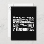 51. Geburtstagsparty Best 51. Einladungspostkarte (Vorne/Hinten)