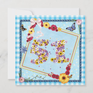 51. Geburtstagsparty Einladung Blume, Schmetterlin