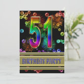 51. Geburtstagsparty Einladung mit Blasen (Stehend Vorderseite)