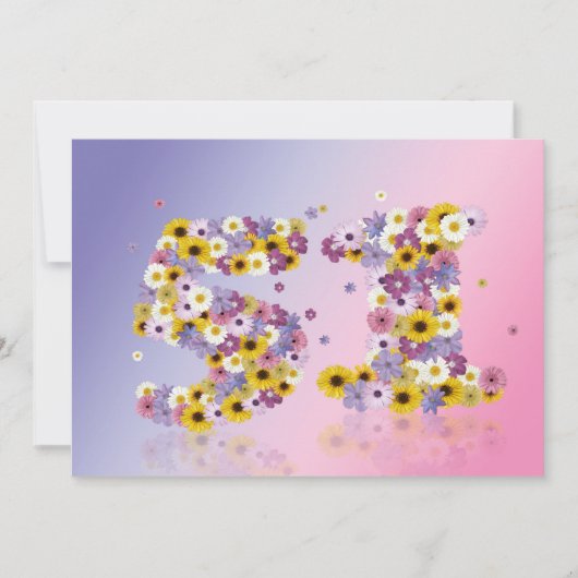 51. Geburtstagsparty mit Blumenbriefen Einladung (Vorderseite)