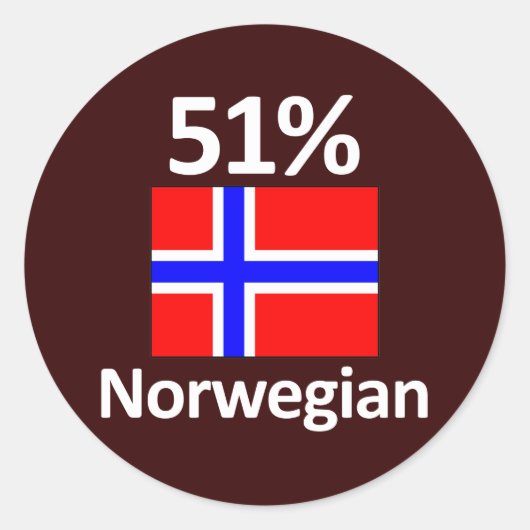 51 % Norwegisch Runder Aufkleber (Vorderseite)