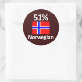 51 % Norwegisch Runder Aufkleber (Tasche)