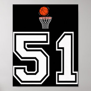 51 Number Basketball Style Vintage Weiß Premium  Poster