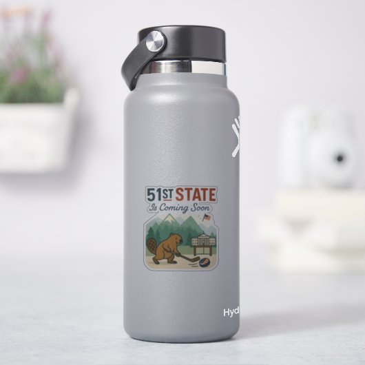 51. Staat Beaver Hockey Kanada USA Flaggendesign Aufkleber (HydroFlask)