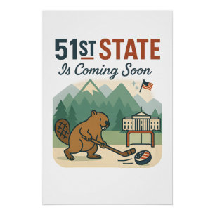 51. Staat Beaver Hockey Kanada USA Flaggendesign Poster