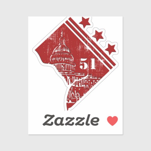 51. - Staat der Washington DC Flag Borderline Aufkleber (Blatt)