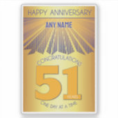 51 Year | Golden Ray 12 Step CUSTOM NAME Aufkleber (Vorderseite)