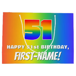 51st Birthday: Colorful, Fun Rainbow Pattern # 51 Große Geschenktüte