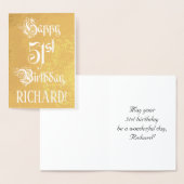51st Birthday: Elegant, Ornate Script; Custom Name Folienkarte (Anzeige)