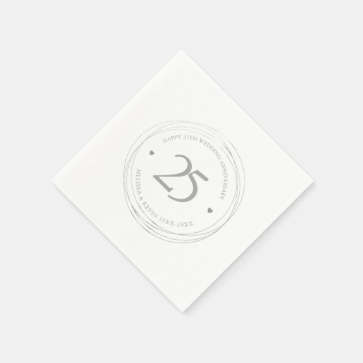 525. Hochzeitstag Silber Circle Frame Serviette (Ecke)