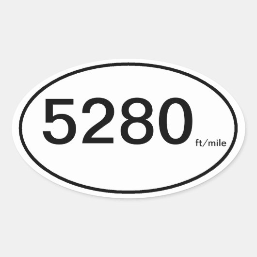 5280 ft/Meile Ovaler Aufkleber (Vorderseite)