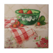 5284 Erdbeeren in Grünholz Fliese (Vorderseite)