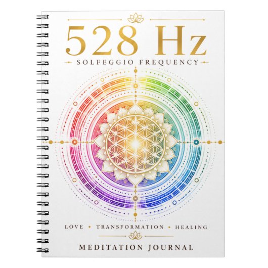 528 Hz Solfeggio-Frequenz Notizbuch – Liebe, Trans Notizblock (Vorderseite)