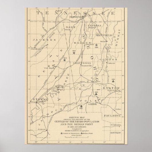 52 Center Negro population 1880-1900 Poster (Vorne)