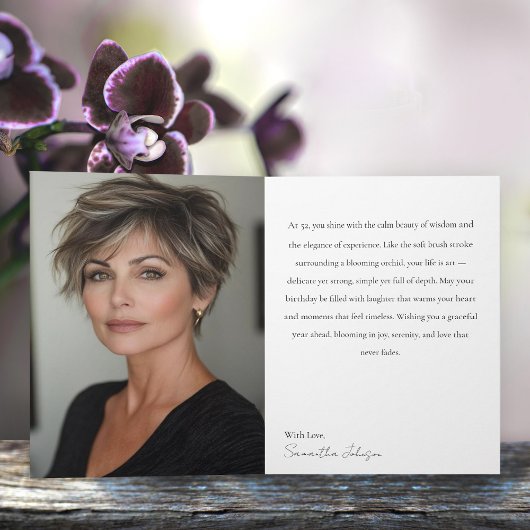 52 & Fabulous Orchid Photo Birthday Greeting Card Karte