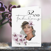 52 & Fabulous Orchid Photo Birthday Greeting Card Karte