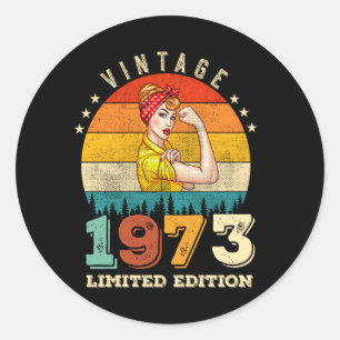 52. Geburtstag Bday 1973 Vintage 52. Geburtstag Fr Runder Aufkleber