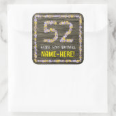 52. Geburtstag: Blumennummer, Imitate Holzbild, Na Quadratischer Aufkleber (Tasche)