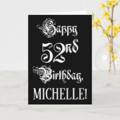 52. Geburtstag: Extravagant, Elegantes Script + In Karte (Gelbe Blume)