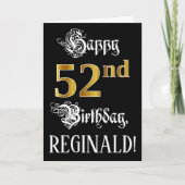 52. Geburtstag — Extravagantes Skript; Imitate Gol Karte (Vorderseite)