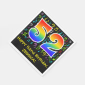 52. Geburtstag - Farbige Musiksymbole, Regenbogen  Serviette (Ecke)