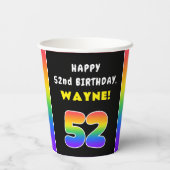 52. Geburtstag: Farbiger Regenbogen # 52, Individu Pappbecher (Rückseite)