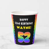 52. Geburtstag: Farbiger Regenbogen # 52, Individu Pappbecher (Vorderseite)